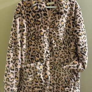 Leopard Print Faux Fur Jacket